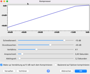 Einstellungen für den Kompressor