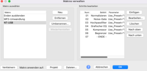 Erstellen Sie Makros, um die Effekte automatisiert auf eine Audiospur anzuwenden.