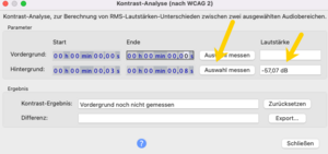 Messen Sie die Hintergrundlautstärke von einen Teil der Audiospur ohne Sprache..